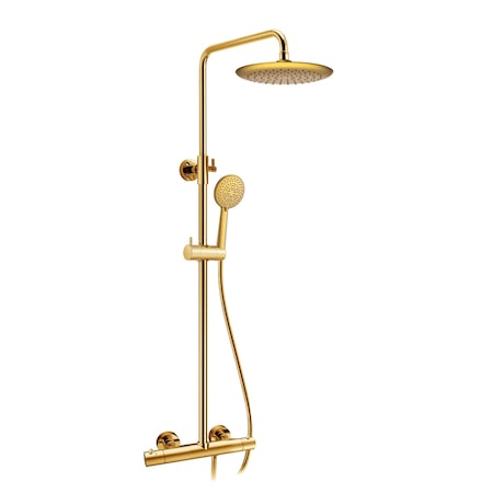 Anzzi Heavy Rainfall Stainless Steel Shower Bar with Hand Sprayer in Brushed Gold SH-AZ101BG